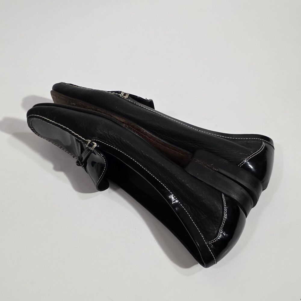 Cole Haan Black Patent & Leather Loafers with White Stitching - Picture 8 of 11